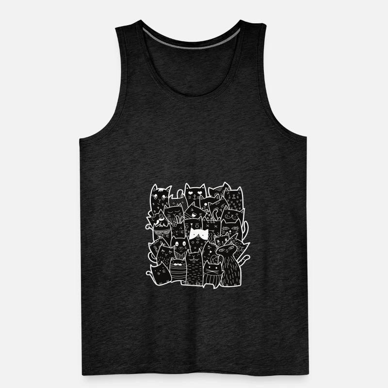 Cute Black Cats Pattern Men's Premium Organic Tank Top