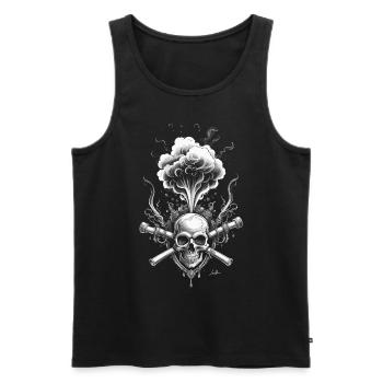 Steam Halloween Pirat Totenschädel - Männer Premium Bio Tank Top - Schwarz - Vorne - Michal (187cm)
