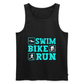 Triathlètes de triathlon Swim Bike Run - Débardeur bio Premium Homme - noir - Devant - Michal (187cm)