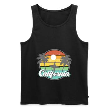 California Retro Surfer Palm Beach Vacances - Débardeur bio Premium Homme - noir - Devant - Michal (187cm)