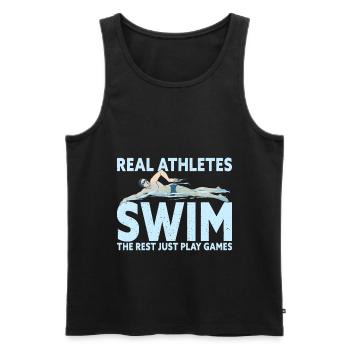 De vrais athlètes nagent drôle natation Swimer - Débardeur bio Premium Homme - noir - Devant - Michal (187cm)