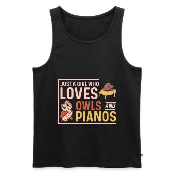 Just A Girl Who Loves Owls And Pianos - Männer Premium Bio Tank Top - Schwarz - Vorne - AI Model Male 178 light (178cm)