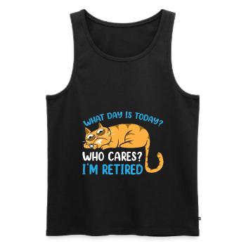 Funny Retirement Lazy What Day Is Today - Men's Premium Organic Tank Top - black - Front - AI Model Male 178 light (178cm)
