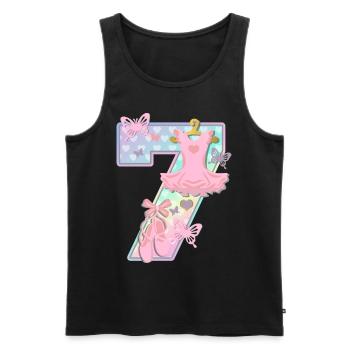 Ballerina 7. Geburtstagsparty Nummer 7 - 7 Jahre - Männer Premium Bio Tank Top - Schwarz - Vorne - Michal (187cm)