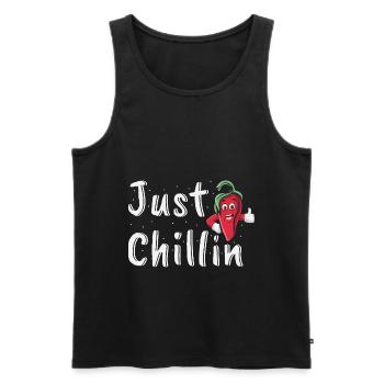 Just Chillin Funny Chili Pepper Spicy Food Lover - Männer Premium Bio Tank Top - Schwarz - Vorne - Michal (187cm)