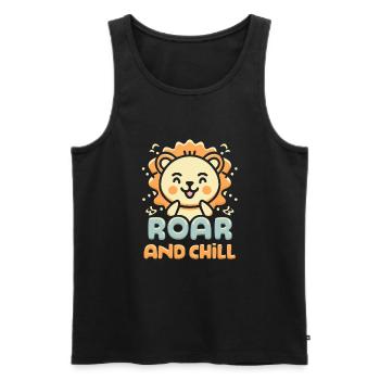 Roar And Chill - Cute Kawaii Lion - Men's Premium Organic Tank Top - black - Front - AI Model Male 178 light (178cm)
