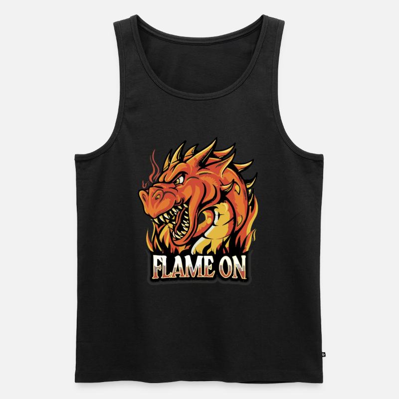 Flamme an - Feuerdrache - Männer Premium Bio Tank Top - Schwarz