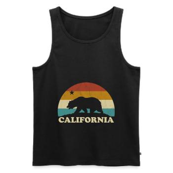 California Retro Surfer Bear Flag vintage années 70 - Débardeur bio Premium Homme - noir - Devant - AI Model Male 178 light (178cm)