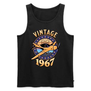 Vintage Aircraft 1967 55 Years Anniversary - Men's Premium Organic Tank Top - black - Front - Michal (187cm)