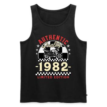 40 Ans Anniversaire Thème Moto Vintage 1982 - Débardeur bio Premium Homme - noir - Devant - Michal (187cm)