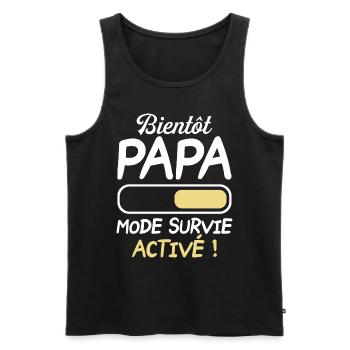 Bientôt Papa Mode Survie Activé Futur Papa 2024 - Débardeur bio Premium Homme - noir - Devant - Michal (187cm)