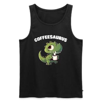 Coffeesaurus - Men's Premium Organic Tank Top - black - Front - AI Model Male 178 light (178cm)