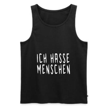 Ich hasse Menschen - Männer Premium Bio Tank Top - Schwarz - Vorne - AI Model Male 178 light (178cm)
