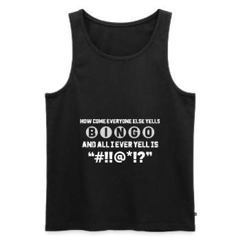 Comment se fait-il que tout le monde crie Bingo Lucky Bingo - Débardeur bio Premium Homme - noir - Devant - AI Model Male 178 light (178cm)