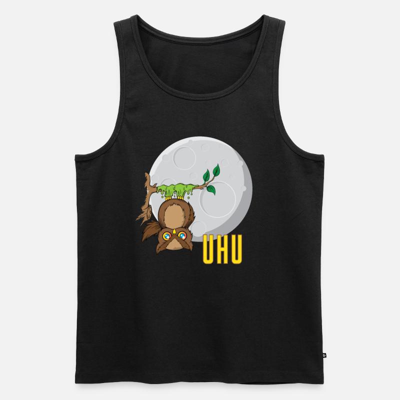 Eule vor Mond - Männer Premium Bio Tank Top - Schwarz