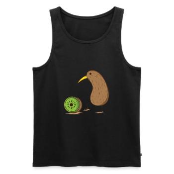 Kiwi bird with a sliced kiwi fruit - Men's Premium Organic Tank Top - black - Front - Michal (187cm)