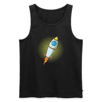 Moon Rocket Spaceship Comic Missile - Men's Premium Organic Tank Top - black - Front - AI Model Male 178 light (178cm)