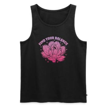 Fleur de Lotus Trouvez votre Fleur de Plante d’Équilibre - Débardeur bio Premium Homme - noir - Devant - Michal (187cm)