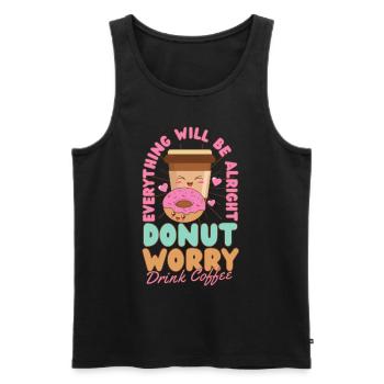 Donut Worry boire du café Donut kawaii - Débardeur bio Premium Homme - noir - Devant - AI Model Male 178 light (178cm)