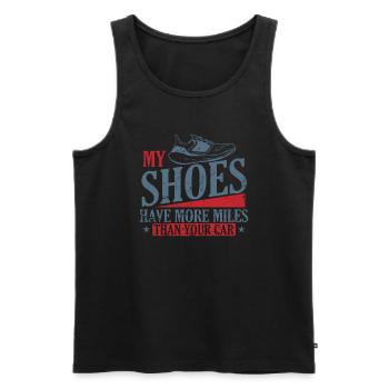 My Shoes have more Miles than your Car Jogging - Men's Premium Organic Tank Top - black - Front - Michal (187cm)