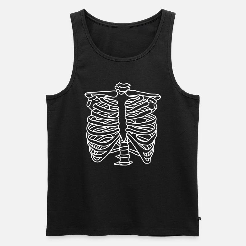 Skeleton front rip cage - Men's Premium Organic Tank Top - black