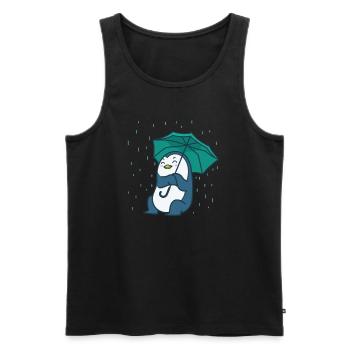 Penguin with an umbrella Antarctica - Men's Premium Organic Tank Top - black - Front - AI Model Male 178 light (178cm)