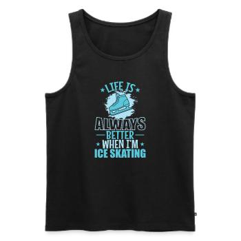 La vie est toujours meilleure quand je fais du patin à glace - Débardeur bio Premium Homme - noir - Devant - Michal (187cm)