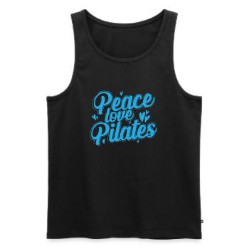 Peace Love Pilates Powerhouse Fitness - Männer Premium Bio Tank Top - Schwarz - Vorne - Michal (187cm)