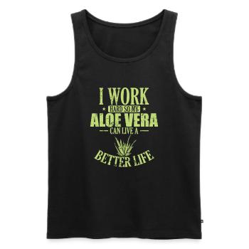 Je travaille dur mon Aloe Vera peut vivre une vie meilleure - Débardeur bio Premium Homme - noir - Devant - Michal (187cm)