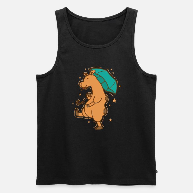Kamel mit Regenschirm Dromedar Karawane - Männer Premium Bio Tank Top - Schwarz