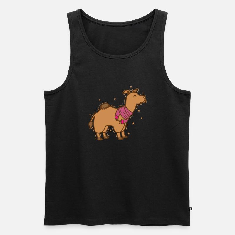 Kamel Dromedar mit Schal Dromedar - Männer Premium Bio Tank Top - Schwarz