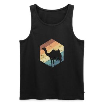 Kamel Dromedar Karawane Höcker Wüste - Männer Premium Bio Tank Top - Schwarz - Vorne - AI Model Male 178 light (178cm)
