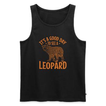 C’est une bonne journée pour voir un animal léopard de grand félin - Débardeur bio Premium Homme - noir - Devant - AI Model Male 178 light (178cm)