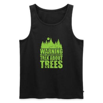 Avertissement je parle d’arbres nature forêts - Débardeur bio Premium Homme - noir - Devant - AI Model Male 178 light (178cm)