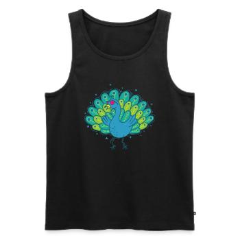 cooler Pfau mit Sonnenbrille Vogel Federn - Männer Premium Bio Tank Top - Schwarz - Vorne - Michal (187cm)