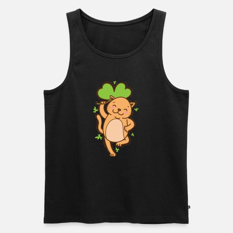 Chat avec trèfle Saint-Patrick - Débardeur bio Premium Homme - noir