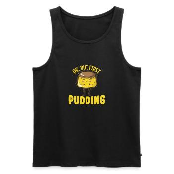 I run because i really Like Pudding Dessert - Men's Premium Organic Tank Top - black - Front - Michal (187cm)