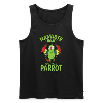 Namaste Home avec mon oiseau animal perroquet - Débardeur bio Premium Homme - noir - Devant - AI Model Male 178 light (178cm)