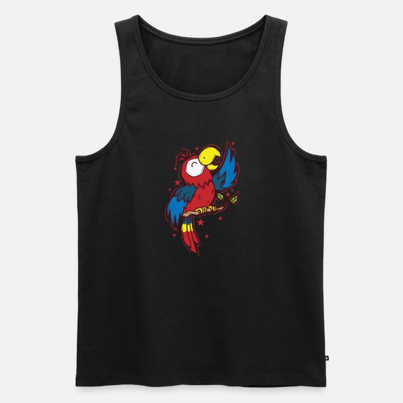 Papagei singt Tier Vogel - Männer Premium Bio Tank Top - Schwarz