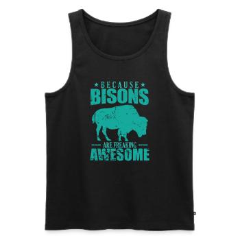 Parce que les bisons sont des animaux vraiment géniaux - Débardeur bio Premium Homme - noir - Devant - Michal (187cm)