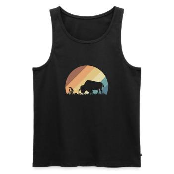amerikanisches Bison Tier Herde Natur - Männer Premium Bio Tank Top - Schwarz - Vorne - AI Model Male 178 light (178cm)