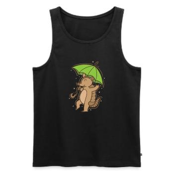 Tatou avec parapluie désert de mammifères - Débardeur bio Premium Homme - noir - Devant - AI Model Male 178 light (178cm)