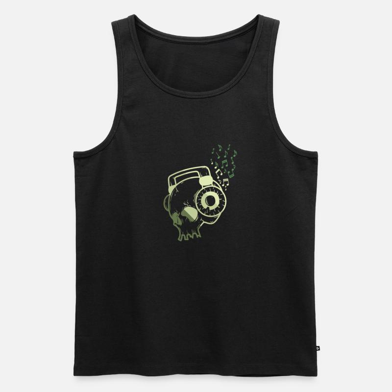 Kopf mit Kopfhörer Musik - Männer Premium Bio Tank Top - Schwarz