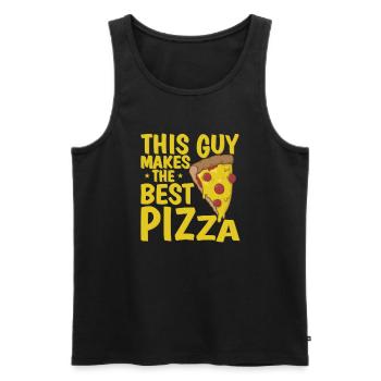Ce gars fait la meilleure pizza - Débardeur bio Premium Homme - noir - Devant - AI Model Male 178 light (178cm)