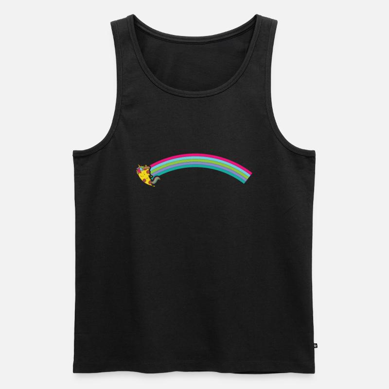 Pizza Einhorn mit Regenbogen - Männer Premium Bio Tank Top - Schwarz