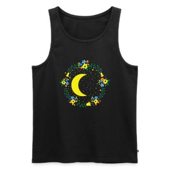 Moon with flowers, night sky, outer space - Men's Premium Organic Tank Top - black - Front - Michal (187cm)