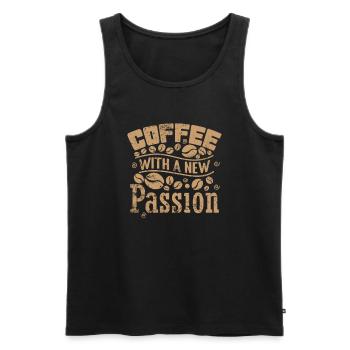 Coffee with new Passion Caffeine - Men's Premium Organic Tank Top - black - Front - Michal (187cm)