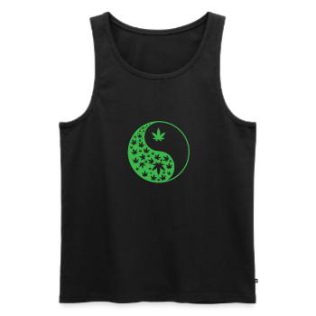 Symbole Yin et Yang de la marijuana - Débardeur bio Premium Homme - noir - Devant - AI Model Male 178 light (178cm)