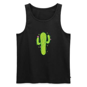Plante de cactus du désert classique - Débardeur bio Premium Homme - noir - Devant - AI Model Male 178 light (178cm)