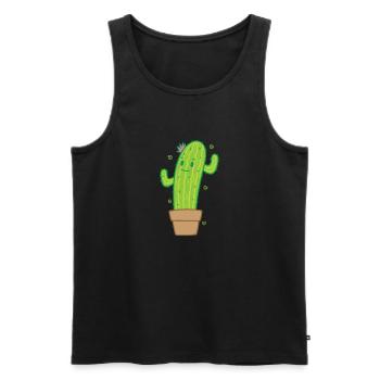 Cactus dans l’environnement de plantes en pot - Débardeur bio Premium Homme - noir - Devant - AI Model Male 178 light (178cm)